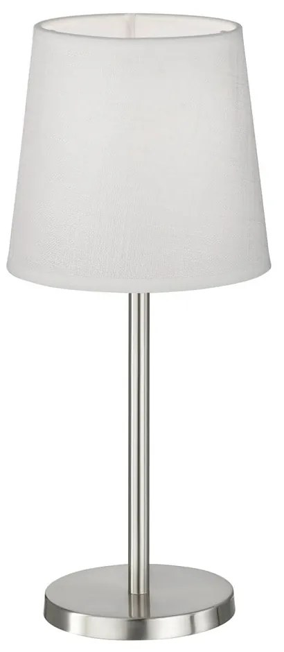 Lampa stołowa w biało-srebrnym kolorze z tekstylnym kloszem (wysokość 30 cm) Eve – Fischer &amp; Honsel