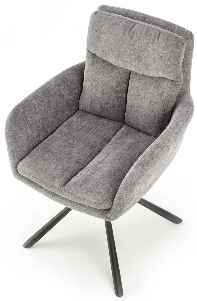 Krzesło obrotowe, szare, 360°, wygodne, nowoczesne, tkanina ODIN #15 K495