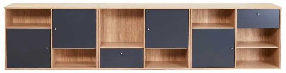Czarno-naturalna niska komoda w dekorze dębu 267x61 cm Mistral – Hammel Furniture
