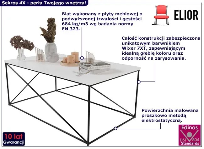 Nowoczesna ława czarny + biały mat - Cordani 4X