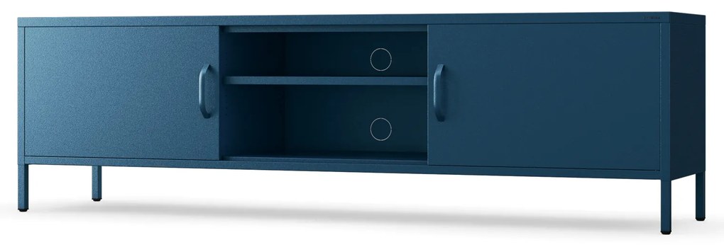 Szafka RTV metalowa szeroka XL na nóżkach granatowa, 1700x400x500 mm: ROSARIA