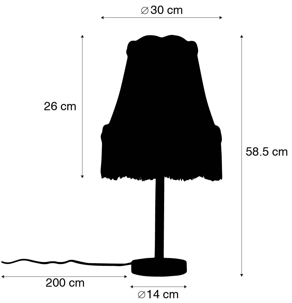 Klasyczna lampa stołowa mosiądz z abażurem Granny różowy 30 cm - Simplo klasyczny/Antyczny Oswietlenie wewnetrzne