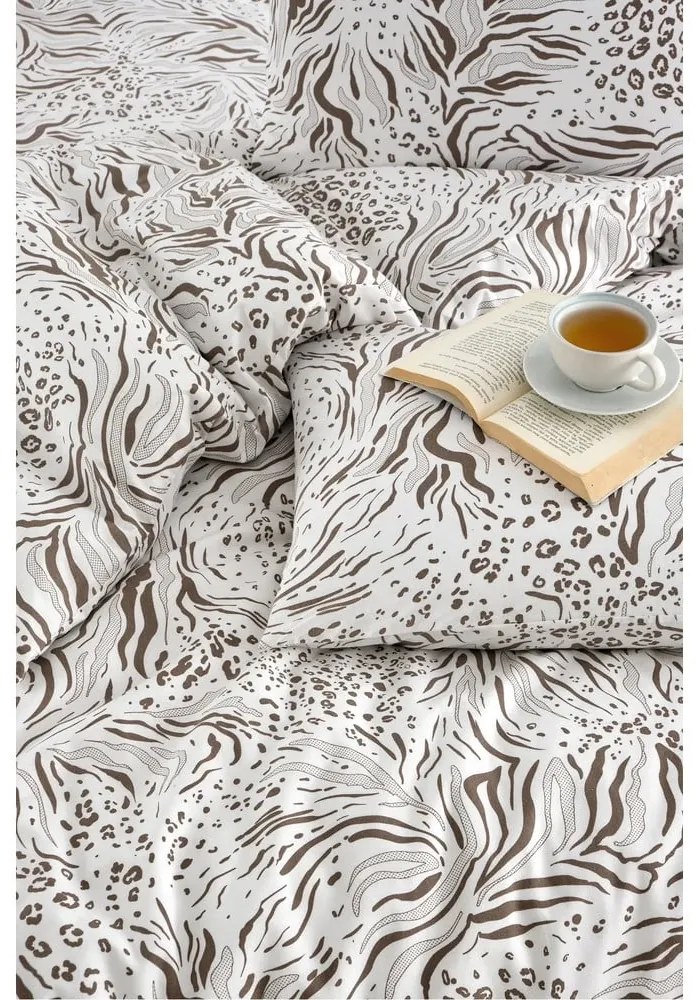 Biało-brązowa pościel jednoosobowa z prześcieradłem/3-częściowa 160x220 cm Modern – Mila Home