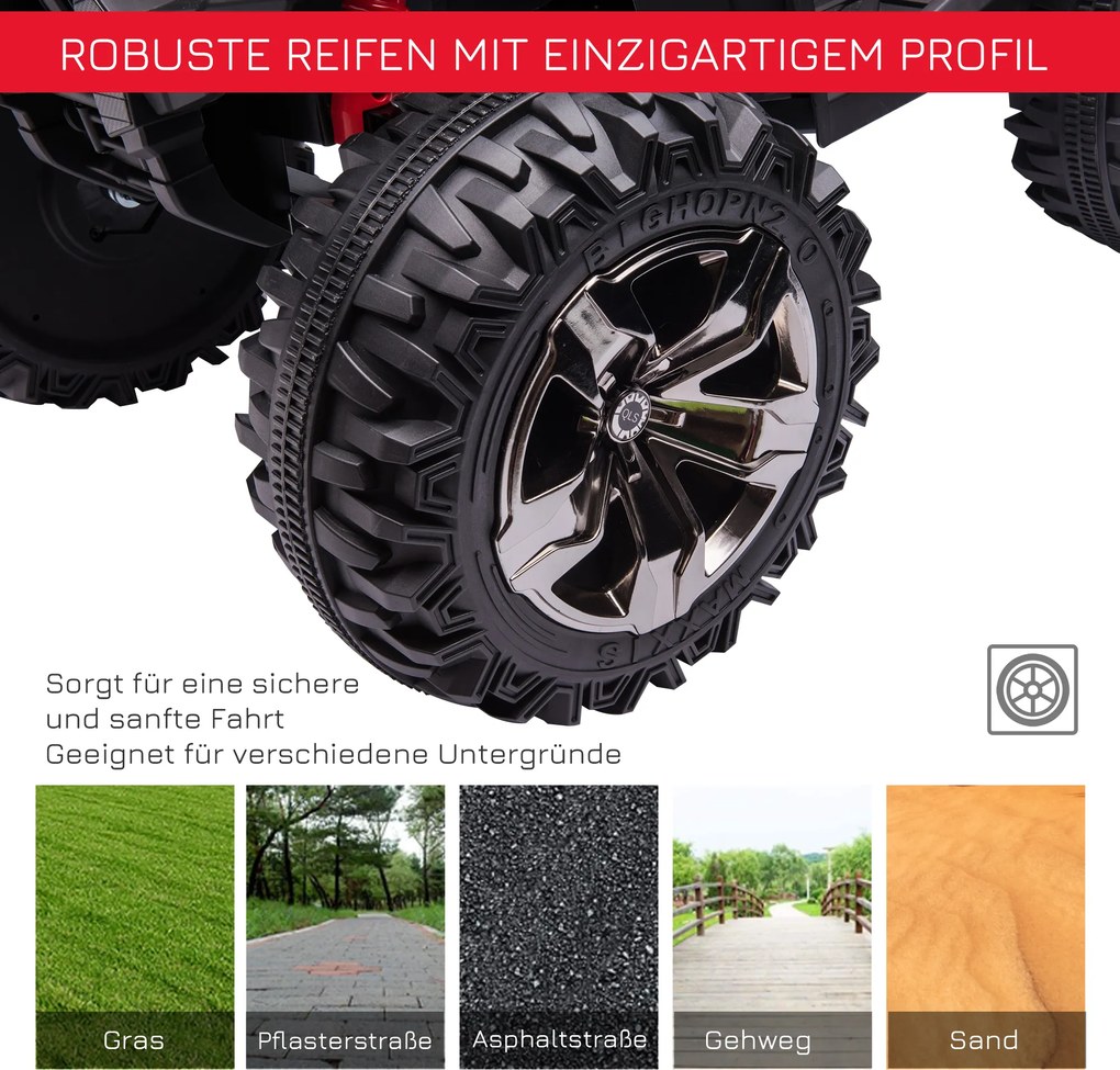 HOMCOM Elektryczny Quad dla dzieci z oświetleniem LED i portem USB Czerwony pojazd dla najmłodszych 100x65x73cm | Aosom PL