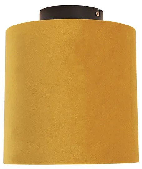 Lampa sufitowa z abażurem z weluru ochrowym ze złotem 20 cm - Combi BlackWiejski/ Rustykalny / Vintage Oswietlenie wewnetrzne