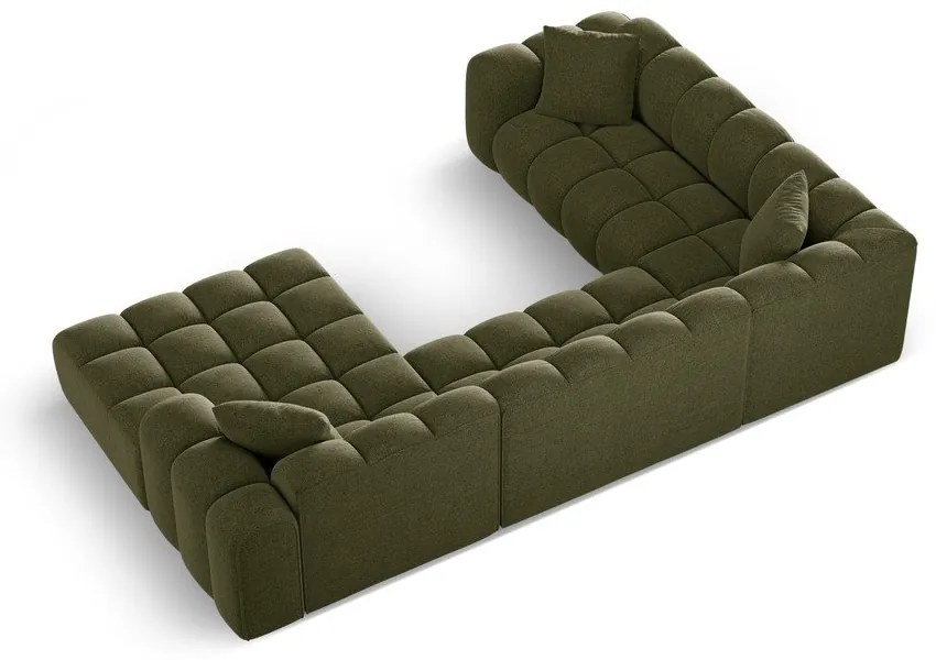 Zielony narożnik z tkaniny szenilowej (lewostronny/w kształcie litery U) Treno – Cosmopolitan Design
