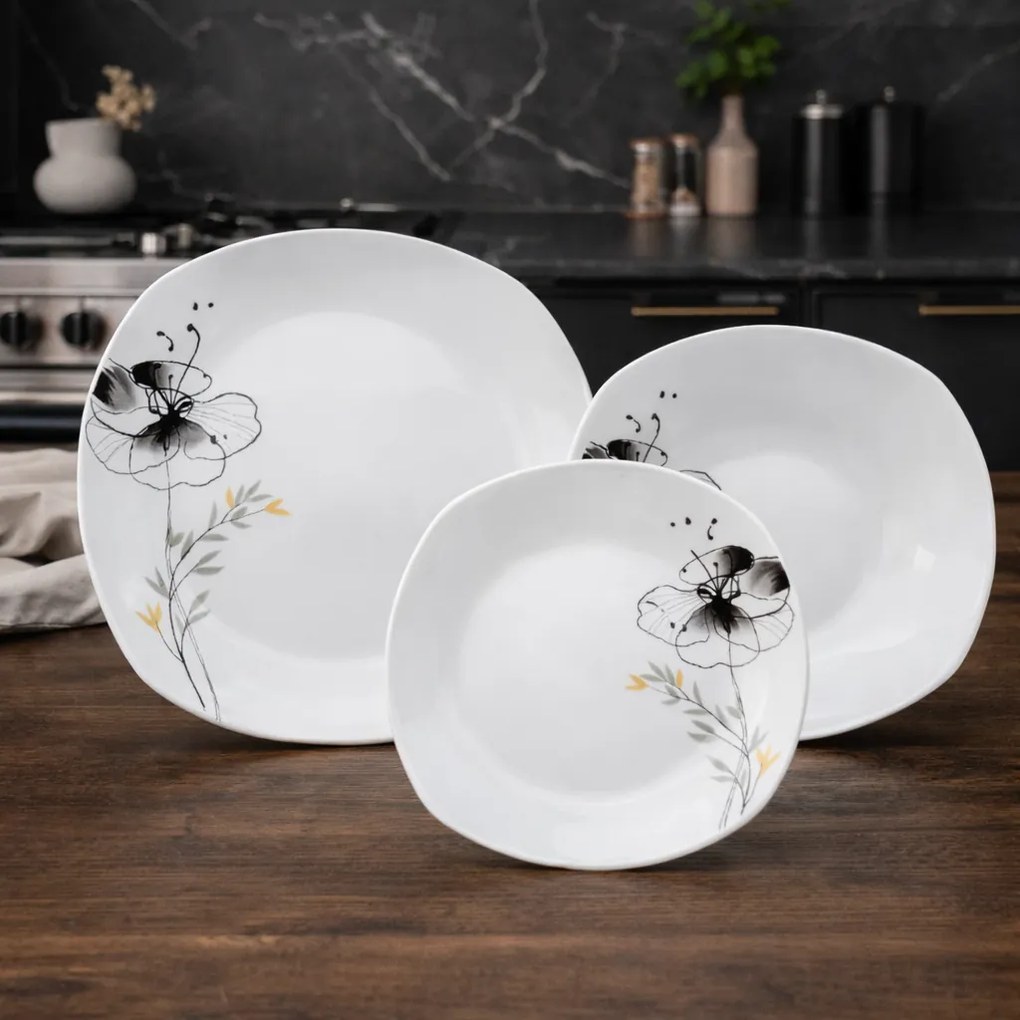 Arôme Home 18-częściowy zestaw jadalny Czarny mak