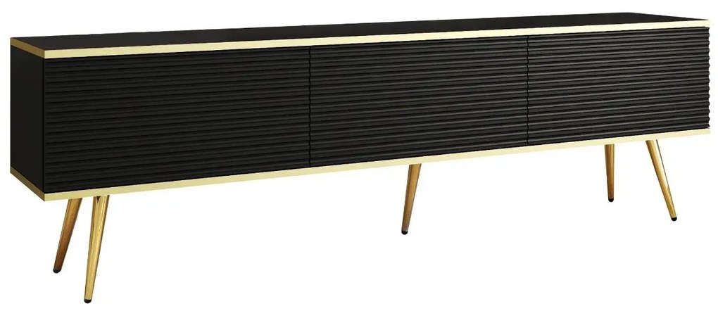 Szafka RTV KARL 3D 175cm wisząca/stojąca czarny mat PIASKI Meble