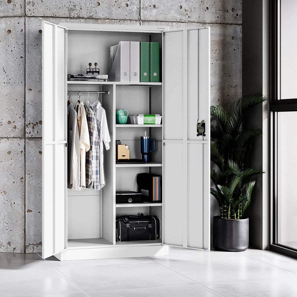 Szafa gospodarcza metalowa DAWID, 900 x 1850 x 400 mm, Smart: biała