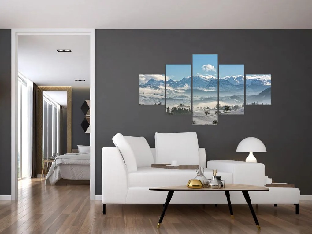Obraz ośnieżonych gór (125x70 cm)
