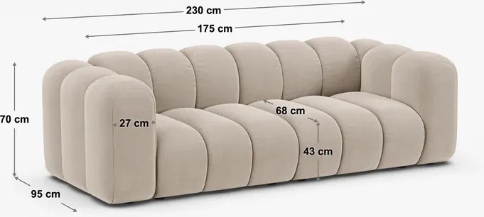 OUTLET Sofa 3-osobowa jasny beż szenil 230/95/70 Lupine od Micadoni