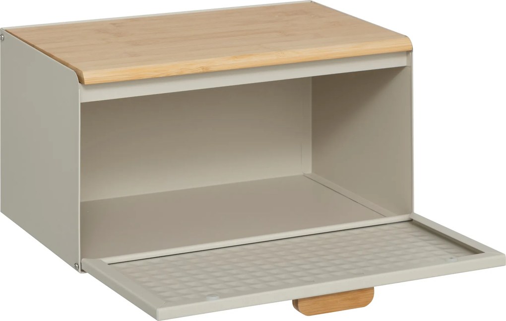 Metalowy chlebak SENSIA z bambusową pokrywą