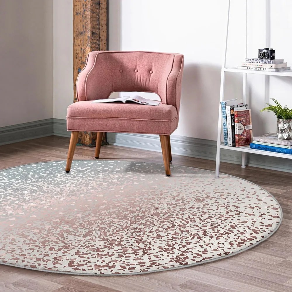 Szaro-miedziany okrągły dywan odpowiedni do prania i robotów sprzątających ø 80 cm Comfort – Mila Home
