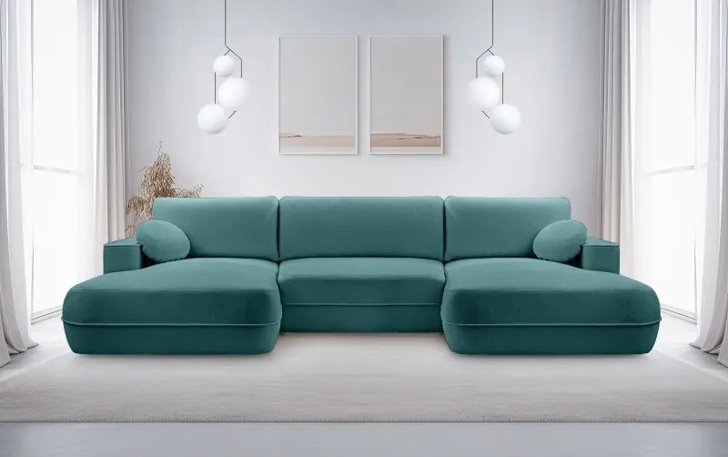 Narożnik FUEGO XL wolnostojący układ U z funkcją spania w tkaninie Bubble 14 DomoHome