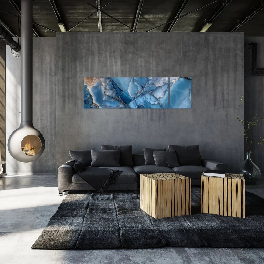 Obraz - Niebieski zróżnicowany marmur (170x50 cm)