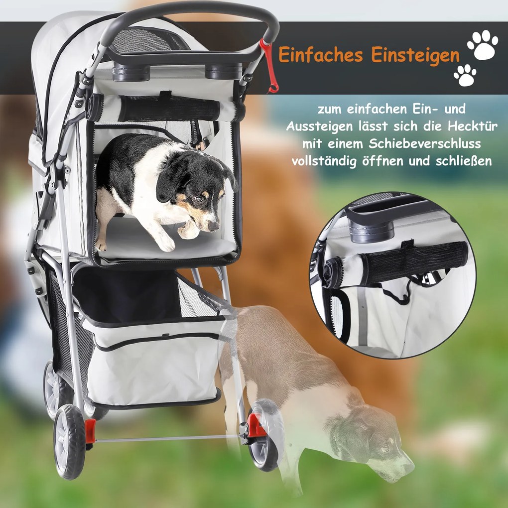 Outsunny Wózek dla Psa Kota Transporter Składany Szary do 20kg | Aosom PL