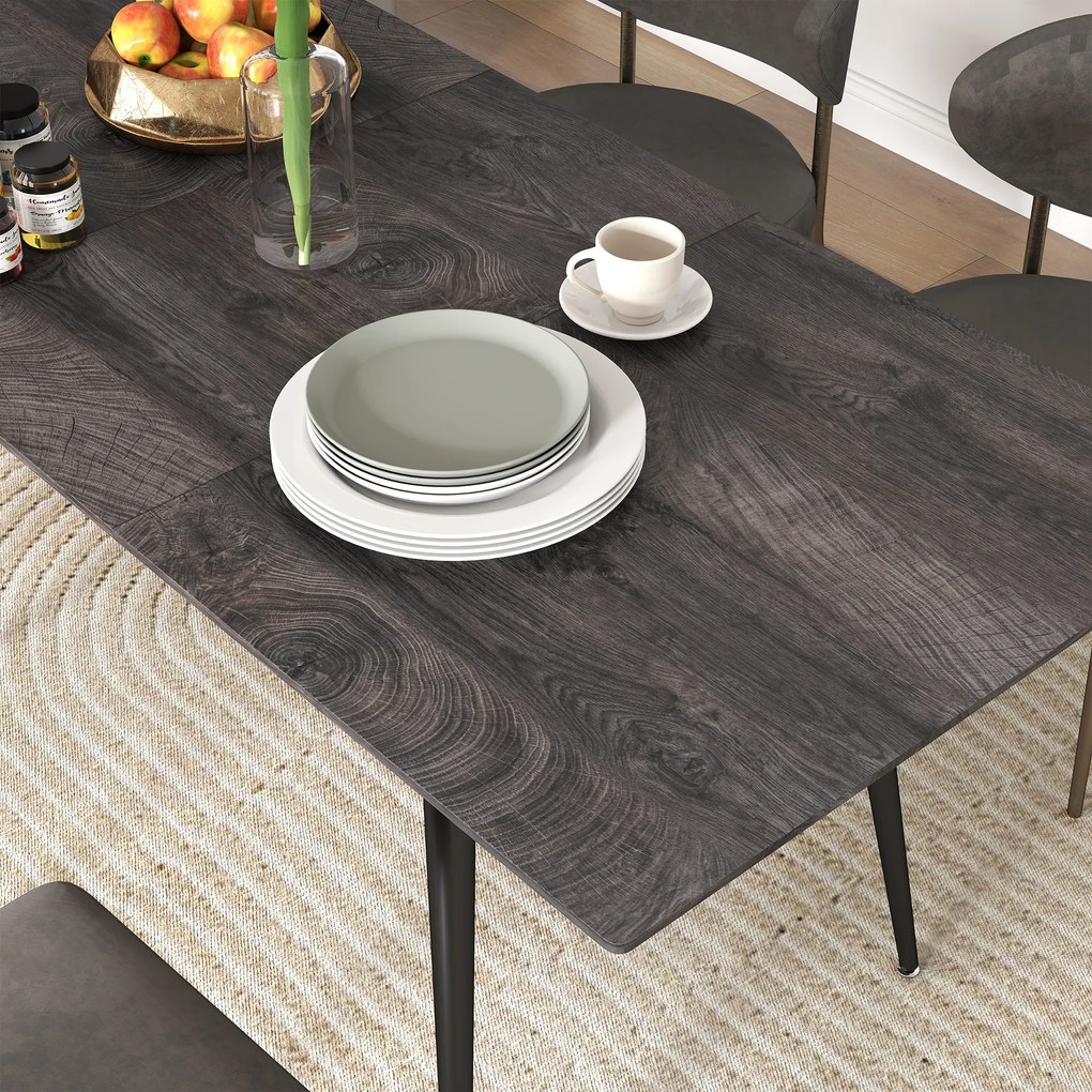 HOMCOM Rozkładany stół jadalny, rozsuwany stół dla 6-8 osób, stół kuchenny z solidnymi stalowymi nogami