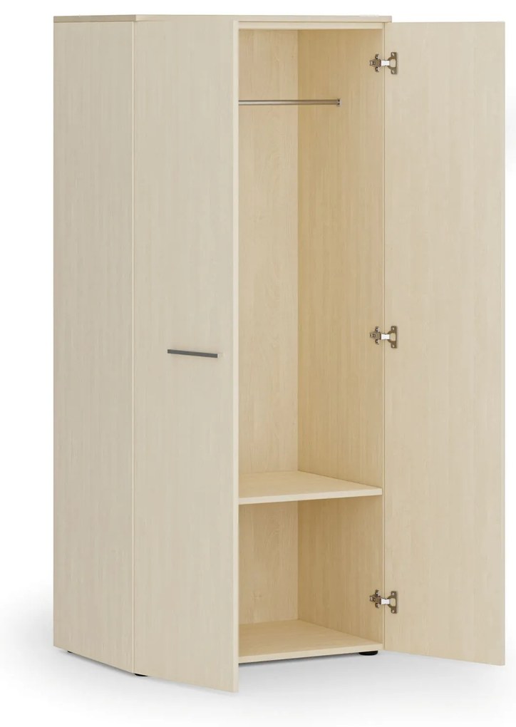 Szafa ubraniowa biurowa PRIMO WOOD, 1 półka, drążek do szafy, 800 x 500 x 1781 mm, brzoza
