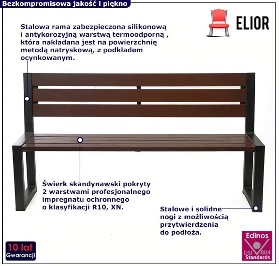 Nowoczesna industrialna ławka palisander Loper