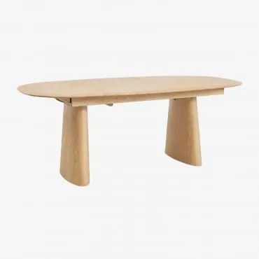 Rozkładany Owalny Stół Jadalniany Z Mdf I Fornirem Jesionowym Nuveta Naturalna & 220-280x110 Cm - Sklum