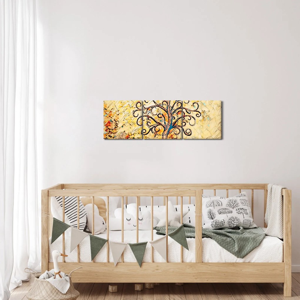 Obraz - Mozaika drzewo życia (z zegarem) (90x30 cm)
