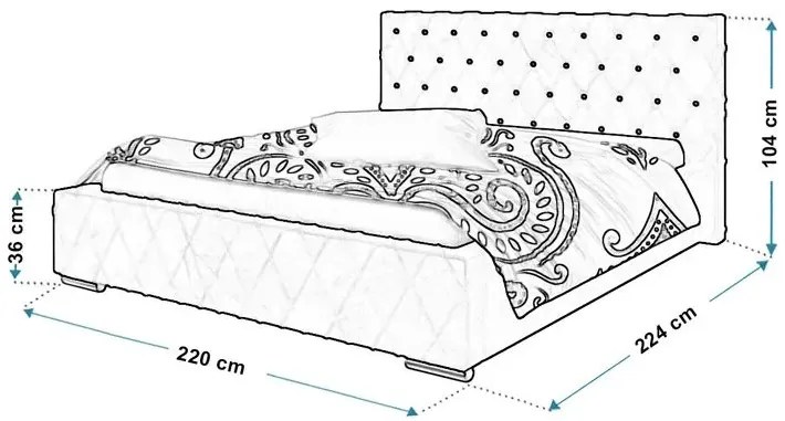 Pikowane łóżko małżeńskie 200x200 Loban 3X - 36 kolorów