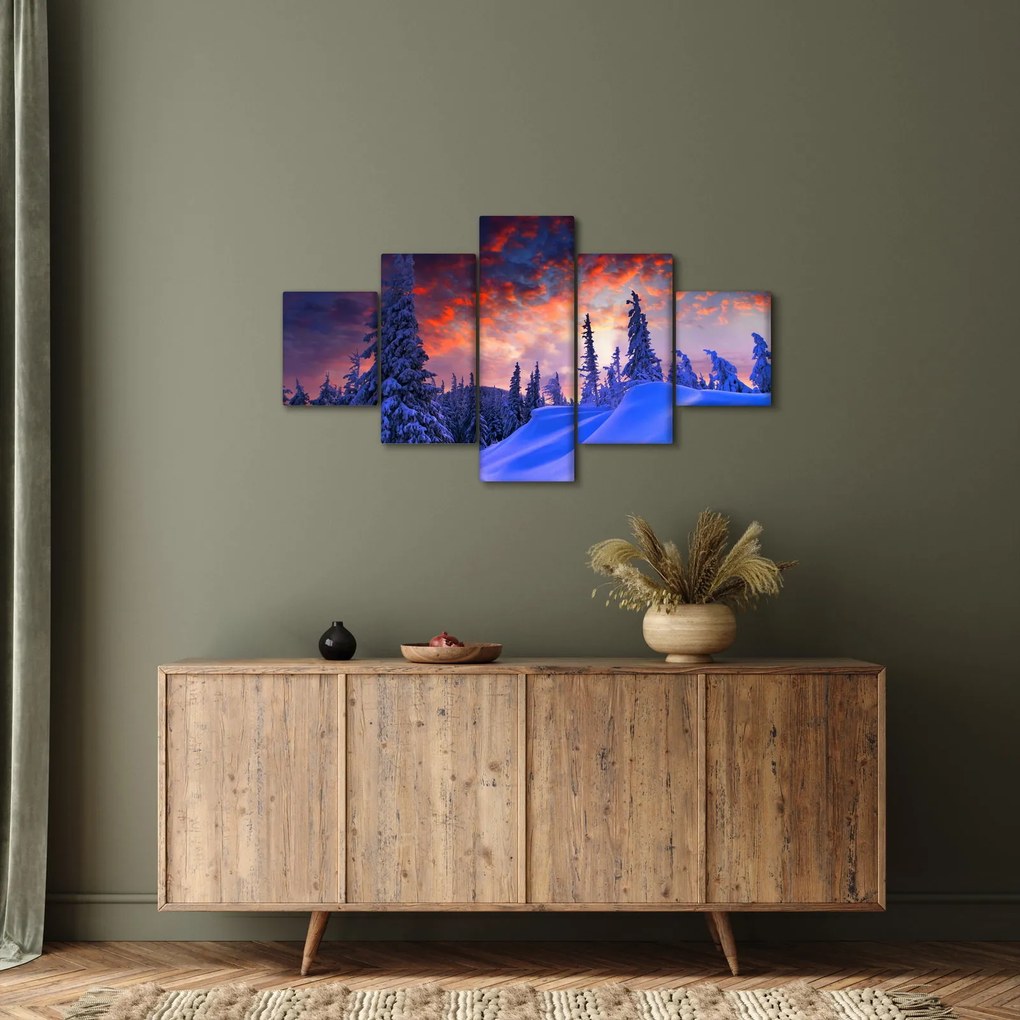 Obraz - Zimowy zmierzch (125x70 cm)