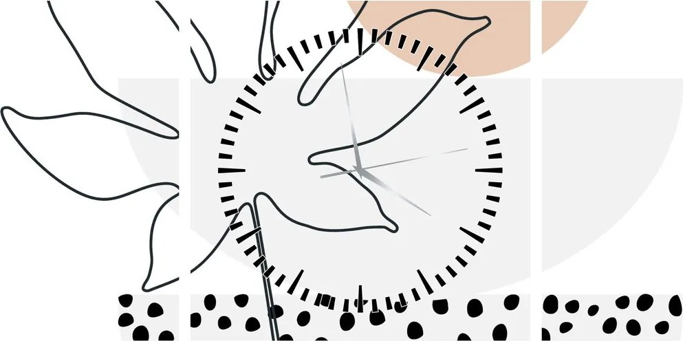 Obraz - Line art flowers N⁰3 (z zegarem) (90x30 cm)
