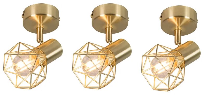 Zestaw 3 reflektorów art deco mosiężne obrotowe i pochylane - Mosh Nowoczesny Oswietlenie wewnetrzne