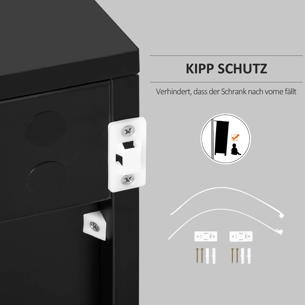 HOMCOM Kredens Komoda Kredens, 2 Szuflady, 2 Szafki, 105 cm x 40 cm x 76 cm, Czarny