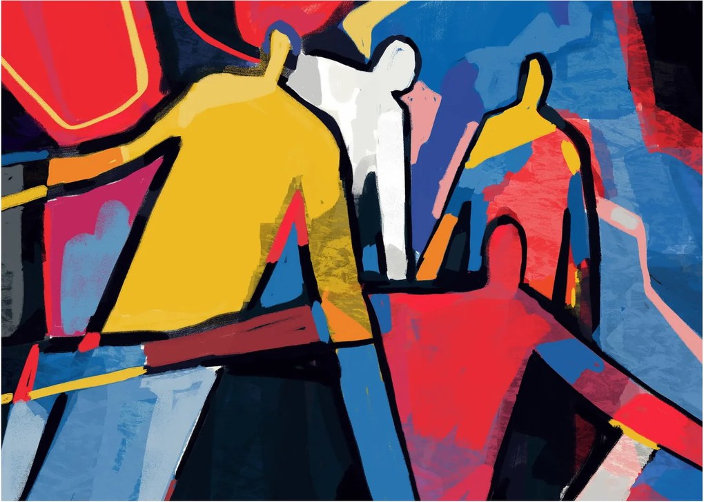 Obraz - Abstrakcja mężczyzn (70x50 cm)