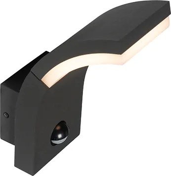 Lampa ścienna zewnętrzna antracytowa z LED IP54 z czujnikiem ruchu - Litt