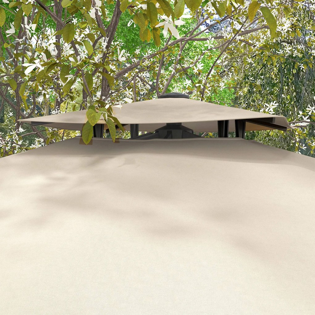 Outsunny Parasol ogrodowy, odporny na warunki atmosferyczne, z 1 korbką, 2,94 x 2,94 x 2,7 m, Khaki