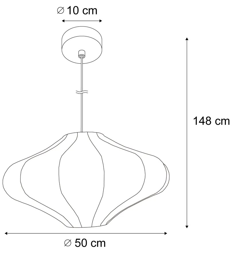 Lampa wisząca Japandi brązowa z materiałowym abażurem 50 cm - PluDesignerski Oswietlenie wewnetrzne
