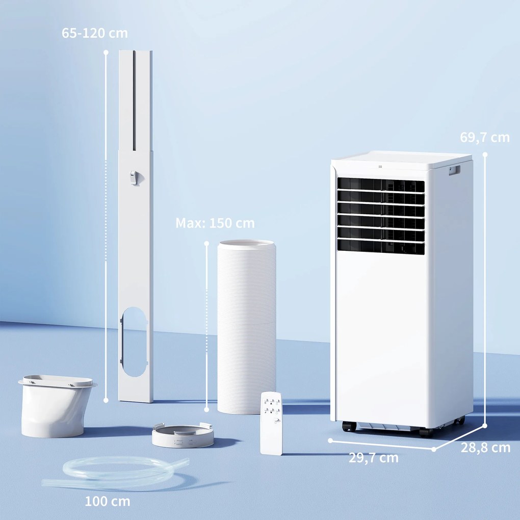 HOMCOM Przenośny klimatyzator 7000 BTU, 4-w-1 z funkcją chłodzenia, osuszania, wentylacji i trybem nocnym | Aosom PL