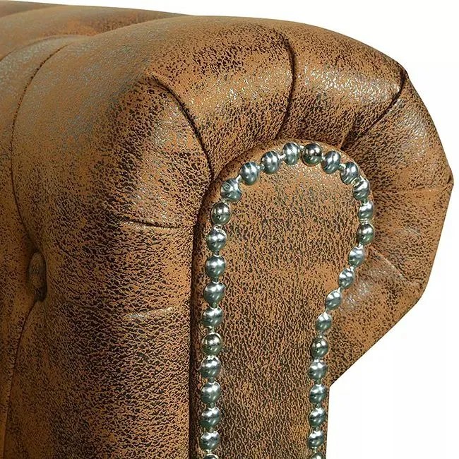 3-osobowa brązowa sofa w stylu Chesterfield - Charlotte 3Q