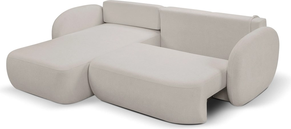 Masseno Narożnik AMICO z funkcją spania i pojemnikiem na pościel Narozniki L, Rozkładana sofa - Jasnoszary, SICURO 65