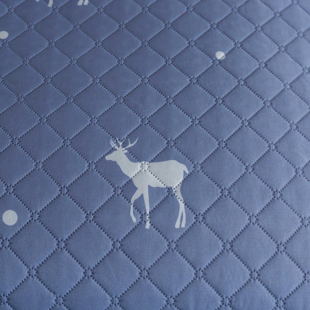 Narzuta na łóżko DEER AND TREE szaroniebieska Rozmiar: 220 x 240 cm
