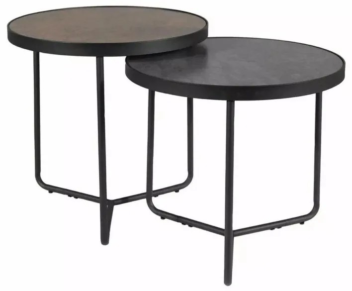 Stoliki pomocnicze PENELOPE zestaw 2 szt. Ø 50 cm, brązowy/czarny