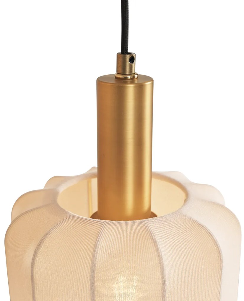 Lampa wisząca Japandi czarno-złota z beżowym kloszem 3-punktowa - PluniJapandi Oswietlenie wewnetrzne
