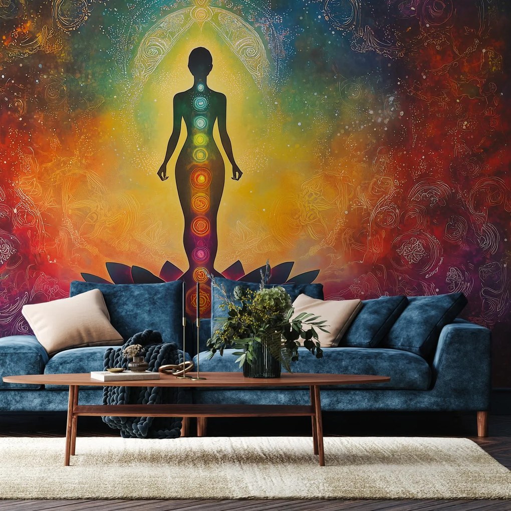 Fototapeta - Kobieta i czakry (196x136 cm)