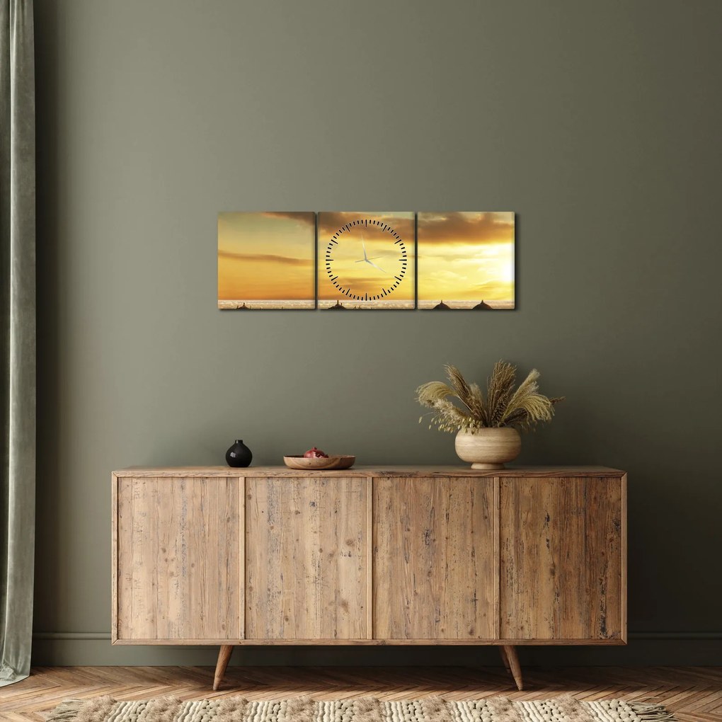 Obraz - Chaty na pustyni (z zegarem) (90x30 cm)