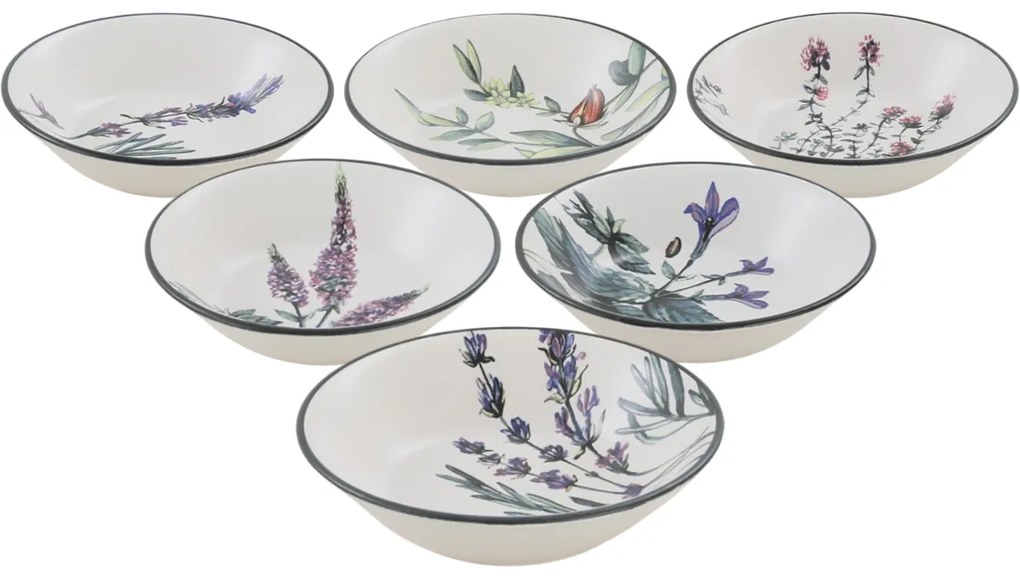 Zestaw 6 głębokich talerzy kamionkowych Herbal 18 cm