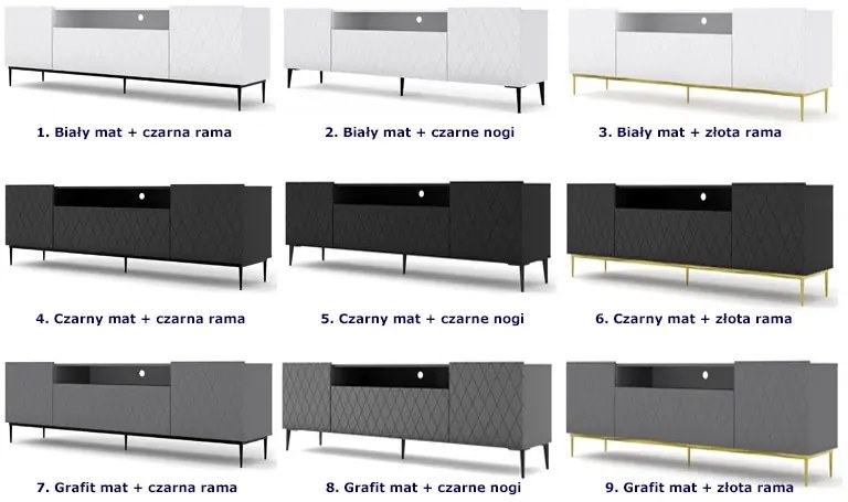 Szafka rtv grafit mat + czarna rama - Nevia 4X