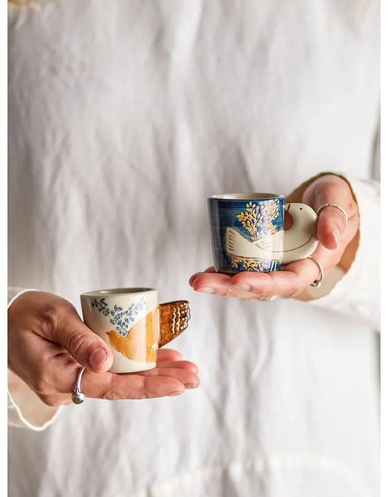 Niebiesko-kremowe kamionkowe filiżanki na espresso zestaw 2 szt. 55 ml Hezha – Bloomingville