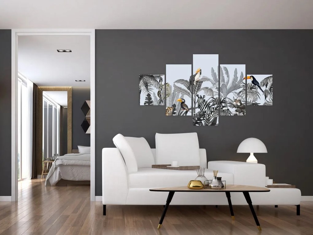 Obraz - Ilustrowana dżungla (125x70 cm)