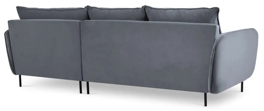Szara narożna aksamitna sofa prawostronna Cosmopolitan Design Vienna