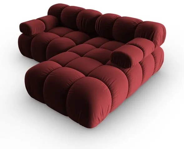 Czerwony aksamitny narożnik (prawostronny) Bellis – Micadoni Home