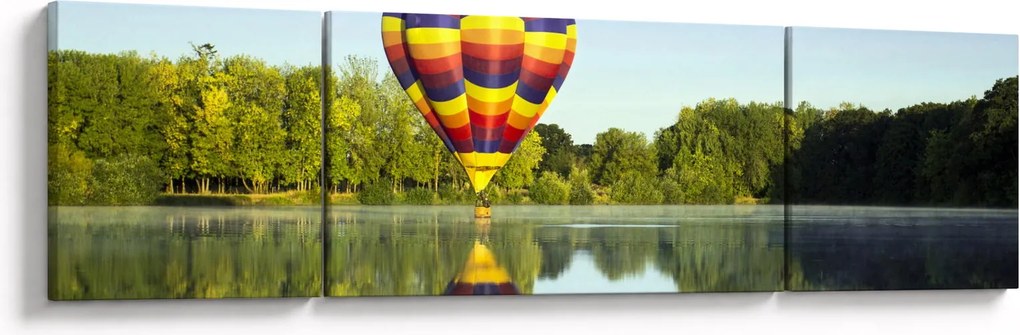 Obraz balonu na ogrzane powietrze nad jeziorem (170x50 cm)