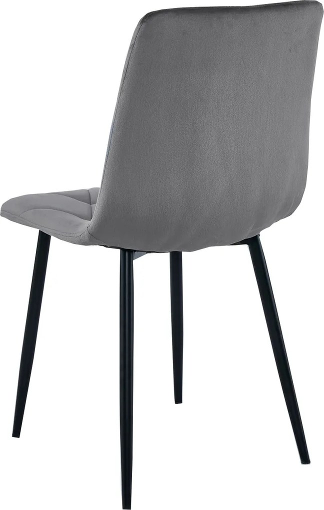 Ciemnoszare krzesło do kuchni LIBRA aksamitne z czarnymi nogami